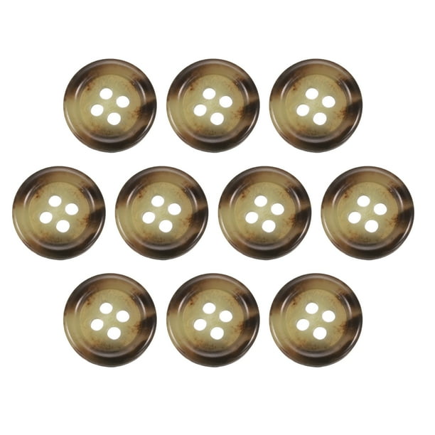 Uxcell 10 piezas de botón de costura de resina, 15 mm 5/8 pulgadas, botones redondos de 4 agujeros para abrigo, traje de hombre, prendas de vestir, 7#Marrón Café