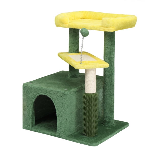3-Tier Cat Tree Condo, Sisal Scratching Post/Board, Top Perch, Hanging Toy Ball, Stable Compact Design for Indoor Cats