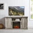 thumbnail image 3 of FESTIVO 54 in. Saw Cut-off White Sliding Doors TV Stand for TVs up to 60 in. with Electric Fireplace, 3 of 5