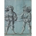thumbnail image 2 of Hans Rudolf Manuel 12x14 Black Ornate Wood Framed Double Matted Museum Art Print Titled: Two Standing Warriors, 2 of 5