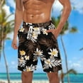 thumbnail image 2 of ZCFZJW Summer Tropical Palm Tree Print Swim Trunks for Men Lightweight Casual Quick Dry Drawstring Elastic Waist Beach Hawaiian Shorts Pants with Pockets Brown M, 2 of 5