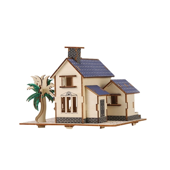 Children Educational Toys Seaview Villa Model Assembly House Handicraft Creative Wooden Desktop Layout