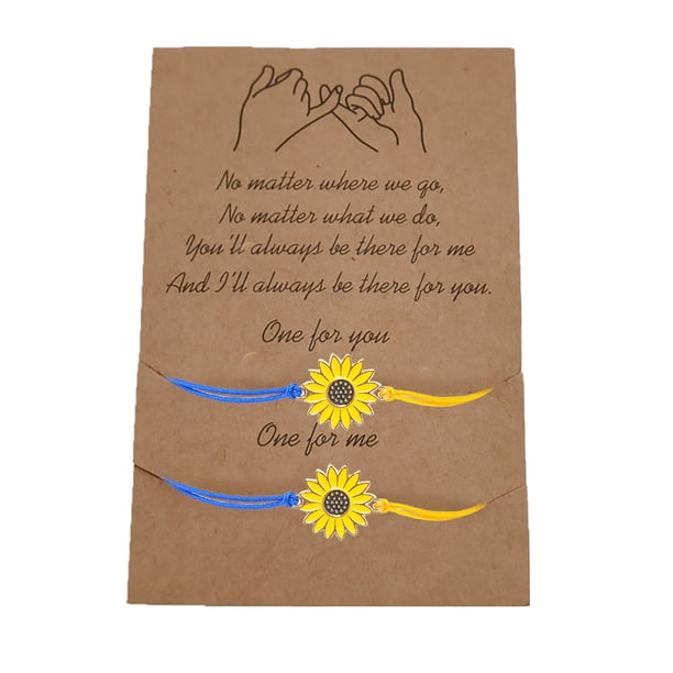Pulsera tejida con cera y pulsera ucraniana de la amistad, pulsera de la unidad, amarilla, azul, con hilo y girasol