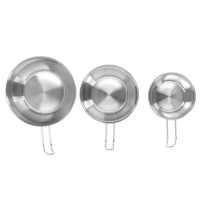 Bols de Camping en Acier Inoxydable, 3 Pcs Bol de Camping Pliant Poli Vaisselle avec Manche Prolongé pour Pique-Nique