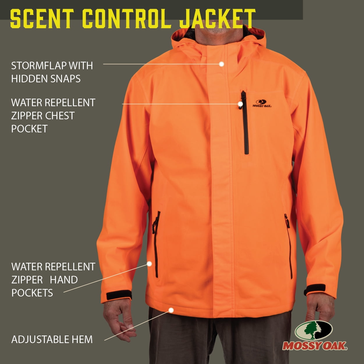 Mossy Oak Men's Scent Control Jacket, Mossy Oak Blaze, Size Large