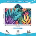 thumbnail image 2 of Colorful Tropical Leaf Pattern Hooded Bath Towel，50"x30" for Ages 3 To 12 Kids, Quick Dry Lightweight Soft Microfiber Hood Beach Towel Cover Up for Kids, 2 of 7
