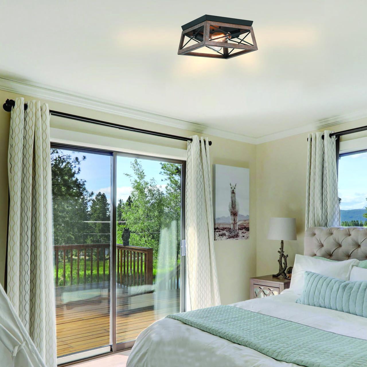 2-Light Farmhouse Flush Mount Ceiling Light Metal Light Fixture for Kitchen, Hallway, Bedroom, Living Room, Foyer