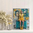 thumbnail image 2 of Yellow Skirt Fashion Girl Canvas Wall Art, Urban Pop Graffiti Portrait, Modern Edgy Room Decor, 2 of 8