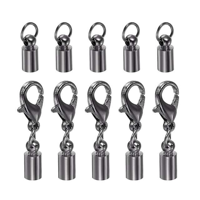 10uds Cordón Extremo Tapa 3,5mm ID Unique Bargains negro para Bricolaje Pulseras Collares