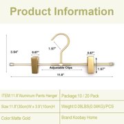 20 Pack Gold Aluminium Shorts Hangers with Adjustable Clips for Men Women