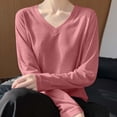 thumbnail image 5 of ClodeEU Women's Lightweight V Neck Long Sleeve Knit Top ,Casual Comfort Pullover Blouse ,Women's Plus M, 5 of 6