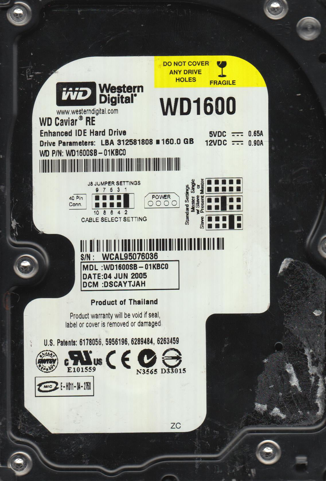 Western Digital WD1600SB-01KBC0 160GB Internal Hard Drive