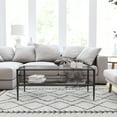 thumbnail image 2 of Merrick Lane Remington Glass Coffee Table with Tempered Glass Shelves and Rectangular Black Metal Frame, 2 of 5