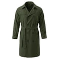 thumbnail image 2 of Hulanddfd Mens Coat Double Breasted Belted Trench Coat, Long Windbreaker with Pockets & Button Cuffs, Elegant Outerwear, 2 of 8