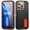H-Black+Orange, variant on SaniMore for iPhone 15 Pro Max 6.7" 2023 Hybird Case, Rugged PC Shockproof TPU Metal Hidden Kicksatnd Drop Resistant Anti-slip Heavy Duty Protective Case for iPhone 15 Pro Max, Darkblue+Royalblue
