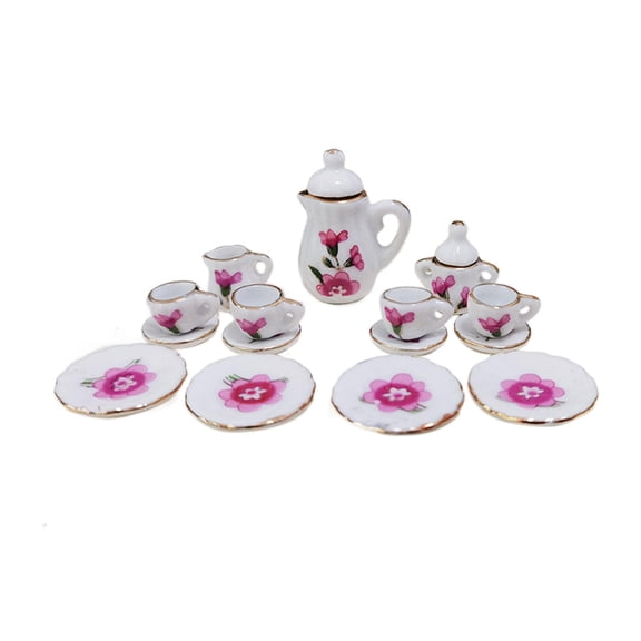 1:12 Scale Dollhouse Miniature Porcelain Tea Cup Furniture Accessories Toys Life Scene Living Room Home Mini Teapot Cup Plate Ornaments Style B