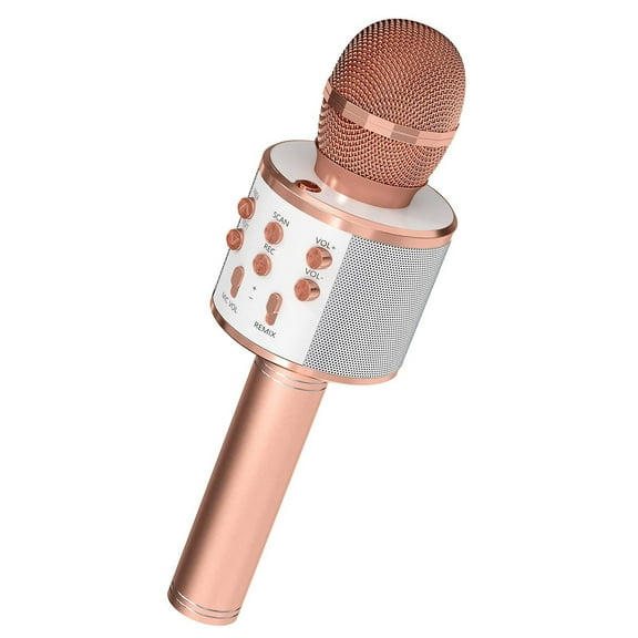 Bluetooth Wireless Karaoke Microphone All-in-One Portable Handheld Mic with Speaker Recorder Microfono Inalambrico WM SPK Copper