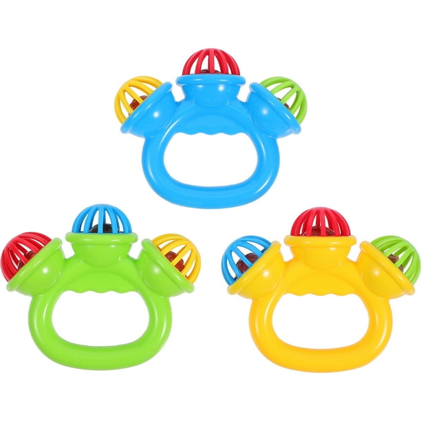 3 unidades de cascabeles pequeños para niños pequeños, juguete de plástico, pandereta, juguete de mano con cascabeles