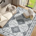thumbnail image 3 of FairOnly Grey 5'x7'Floral Printed Rugs for Living Room Vintage Stain Resistant Soft Low Pile Area Rugs for Kitchen Dining Room, 3 of 7