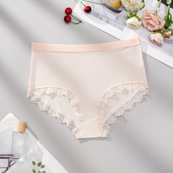 jobturf Underwear for Women High Waisted Stretchy Full Coverage Briefs Trendy Solid Lace Trim Breathable Underpants No Show Seamless Panties