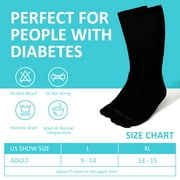 AMITOFO Unisex Breathable Cotton Diabetic Socks, Black (3 Pack)