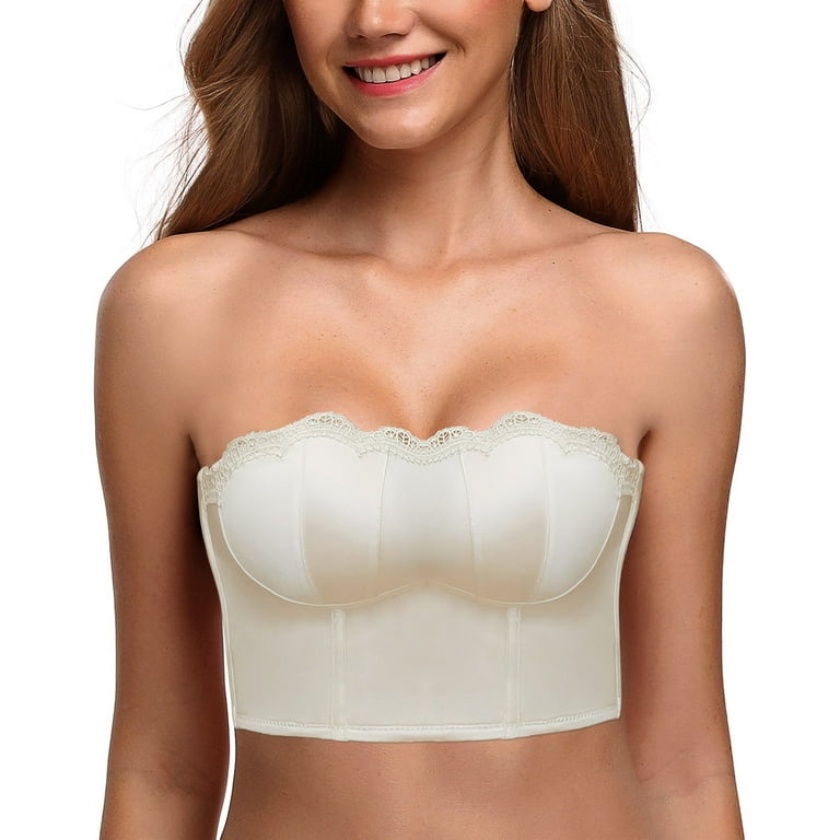 Aayomet Push Up Bras for Women Lace Bralettes for Women Bralette Padded  Lace Bandeau Bra,White 36/80C 