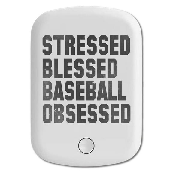 DistinctInk Magnetic Battery Pack, 5000 mAh Wireless Portable Charger with USB-C Cable, Compatible with MagSafe iPhone 14 / 13 / 12 Series - Stressed Blessed Baseball Obsessed