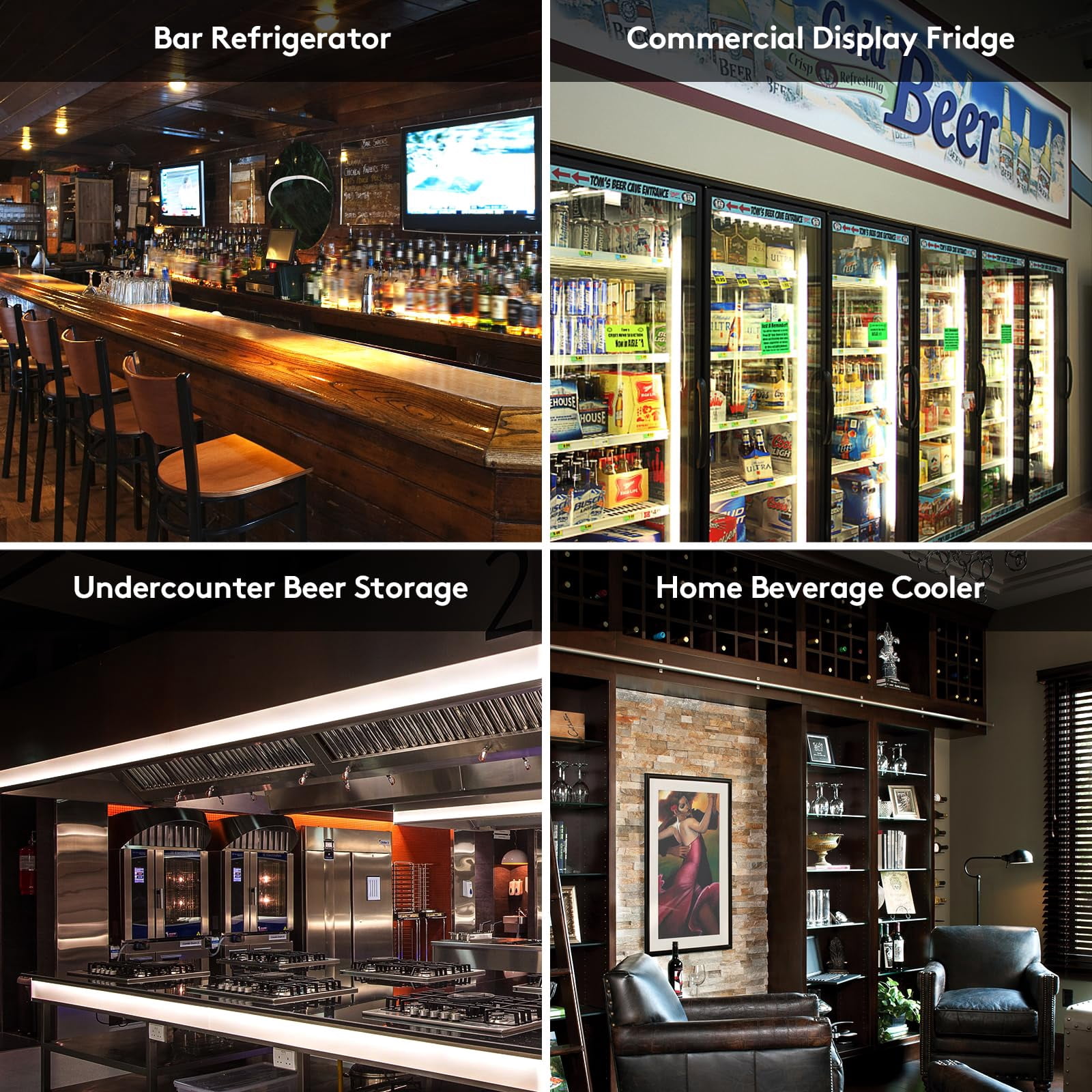 BODEGA 35.4 Inch Under Counter Beverage Refrigerator  2 Door Back Bar Cooler Dual Zone 32–50°F, 7.4 cu.ft Built-in or Freestanding Glass Door Fridge with LED Lighting