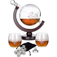 thumbnail image 1 of Juego de Decantador de Whisky, Juego de Decantador de Vino Globo con 2 Vasos, Piedras de Whisky Escalofriantes, Dispensador de Bebidas Alcohólicas y Set de Regalo para Licor, Whisky, Bourbon, 1 of 4
