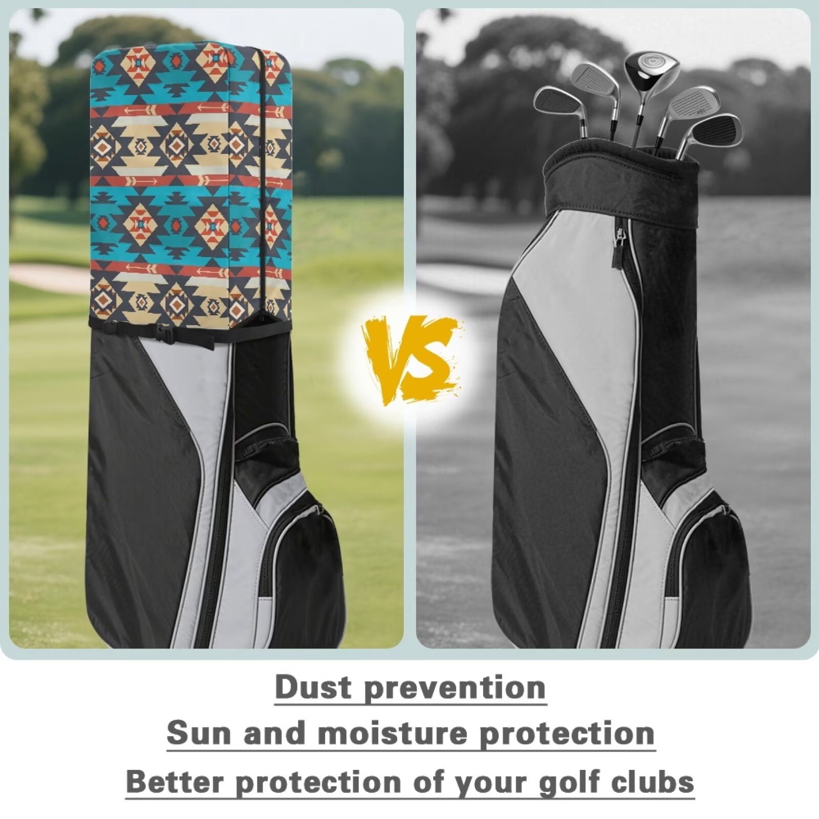 Chririnla Southwest Aztec Golf Bag Hood Cover Waterproof & Dustproof Club Protection Universal Golf Club Bag Accessories Great Gift for Men Women Golfers