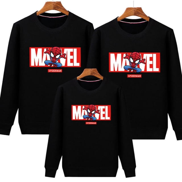 Spiderman Sudaderas de manga larga Madre Padre Ropa para niños Superhéroe Estampado de dibujos animados Familia Trajes a juego Niños Niñas Suéter Mamá (4XL) Gao Jinjia LED