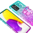 thumbnail image 3 of SOGA Quicksand Cover Cute Girl Phone Case Compatible for Samsung Galaxy A82 5G Case, Samsung Galaxy Quantum 2 Case, with Ring for Magnetic Car Mounts, Lanyard, Tempered Glass - Purple / Teal, 3 of 4