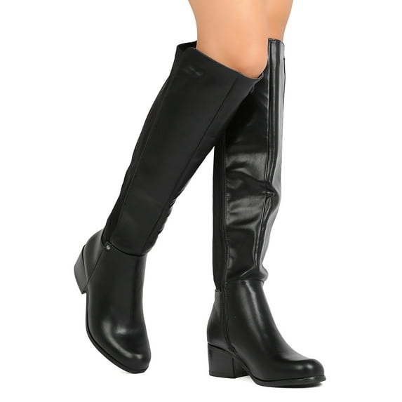 New Women Nature Breeze Hybrid01OK Leatherette Knee High Bi-Material Riding Boot