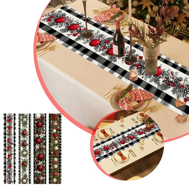 Waterproof Christmas Tablecloth 72x13 Inches - Snowflake Design Holiday Table Runner for Dining Room Decor