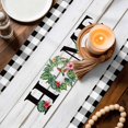 thumbnail image 3 of Vintage Farmhouse Table Runner 70 Inches, Farm Palm Leaves Floral Plaid Wooden Gray Bed Runner Dresser Scarves Tabletop for Indoor Outdoor Parties/Ceremony/Banquet, 13" x 70", 3 of 9