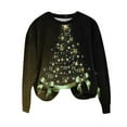 thumbnail image 2 of Christmas Gift For Family ZhiZhuang Christmas Tops for Women,Women Long Sleeve Solid Pullover Loose Tunic Tops Christmas Tree Print Round Neck Blouse,Holiday Gift Guide, 2 of 4