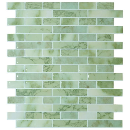 Crystiles 12"x12" Vinyl Peel and Stick Backsplash Tile, Yellow-Green