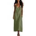 thumbnail image 2 of Diufon Cotton Linen Dresses for Women Sleeveless Spaghetti Strap Dress Solid Color Long Dress with Pockets, 2 of 10