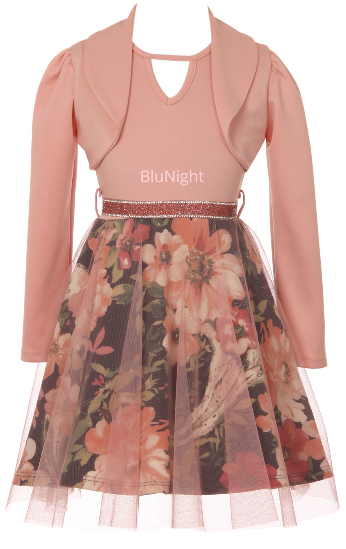 Little Girls 2 Pieces Set Floral Bolero Jacket Holiday Party Flower