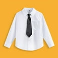 thumbnail image 4 of KKBOTIVE Long Sleeve Dress Shirt for Boys Casual Button Down Collared Shirt Kids School Uniform with Tie and Chest Pocket ( Black Size: 13-14 Years ), 4 of 4