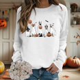 thumbnail image 4 of Dog Ghost Halloween Sweatshirts for Women 2025 Long Sleeve Crewneck Cute Dog Pumpkin Graphic Sweatshirt Pullover Tops, 4 of 5