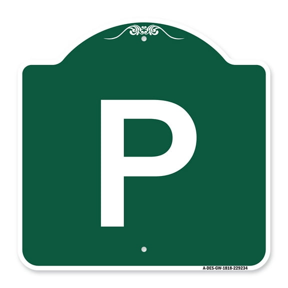 SignMission A-DES-GW-1818-22934 18 x 18 in. Designer Series Sign - Sign with Letter P , Green & White