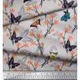 thumbnail image 2 of Soimoi Gray Rayon Fabric Flower & Butterfly Fabric Prints by Yard 56 Inch Wide, 2 of 5