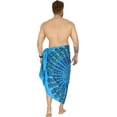 thumbnail image 3 of HAPPY BAY Men's Standard Casual Sarong Long Pareo Beach Wrap One Size Teal Blue-M399 Summer Vacation Aloha, 3 of 4