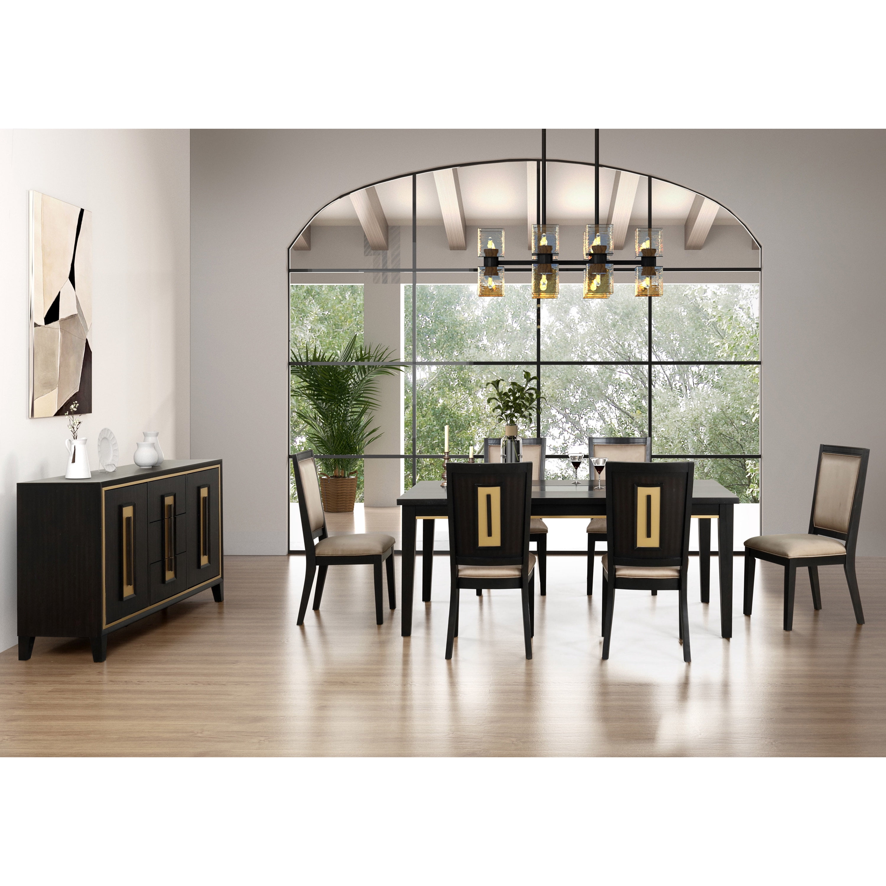 Furniture of America Halcyon Upholstered Solid Wood Side Chairs, Set of 2, Espresso