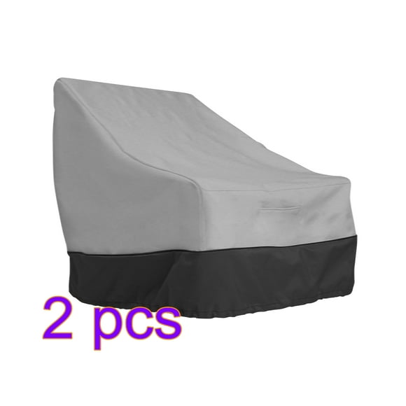 2PCS Couverture de Chaise de Patio Salon Housse de Siège Profonde Imperméable à l'Eau Couverture de Mobilier de Jardin Extérieur - Gris + Noir
