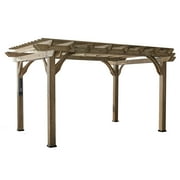 Backyard Discovery Somerville 14x10' Cedar Wood Patio Pergola Kit, Trellis Roof, PowerPort