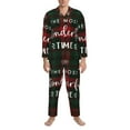 thumbnail image 3 of Vsdgher Wonderful Time Christmas Mens Pajama Set, Soft Warm Long Sleeve Sleepwear, Cozy Button-Down Pjs for Men-Small, 3 of 7