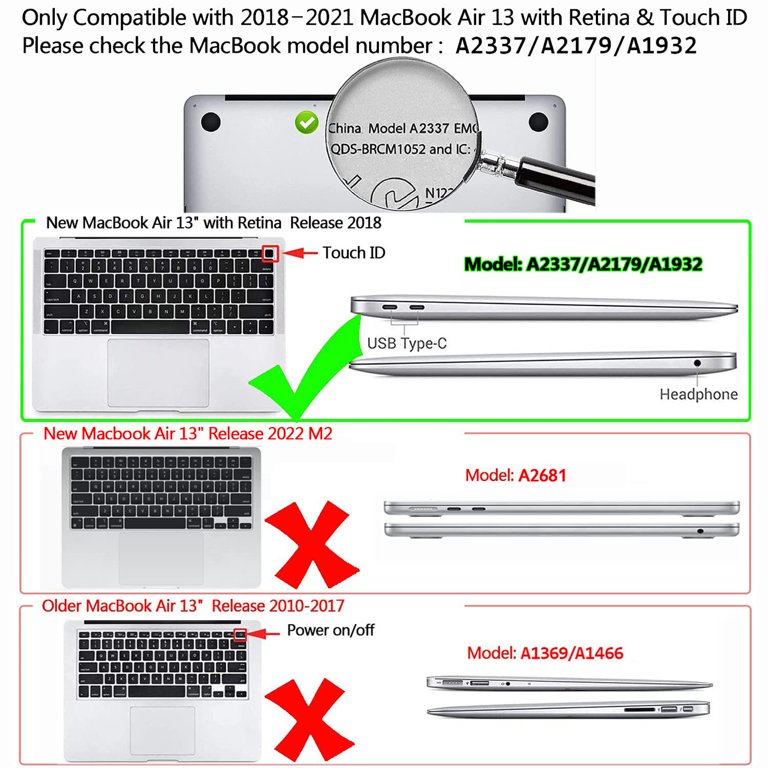 Watbro Compatible with MacBook Air 13 Inch Laptop Case 2020 2019 2018  Release A2337 M1/A2179/A1932,C…See more Watbro Compatible with MacBook Air  13