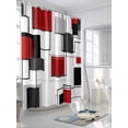 thumbnail image 3 of Shower Curtains Red White Geometric Art Bath Curtain Abstract Cube Line Waterproof Bathroom Shower Curtain Set with Hooks Decoration 72 x 84 Inches, 3 of 7